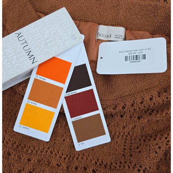 BeCool Aria Crochet Midi Skirt – Rust Brown - Picture 4 of 6